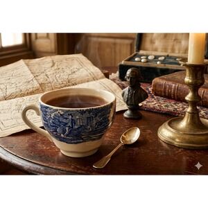 1890's Vintage Blue White Transferware Oversized Teacup Paul Revere Ride England